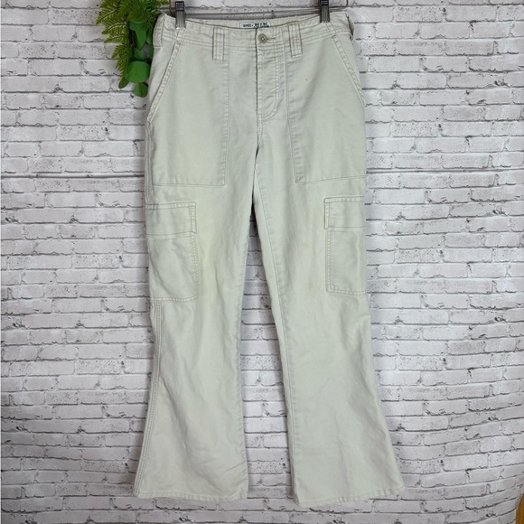 Vintage Abercrombie and Fitch Tan Cargo Utility Flare Jeans - Picture 1 of 7